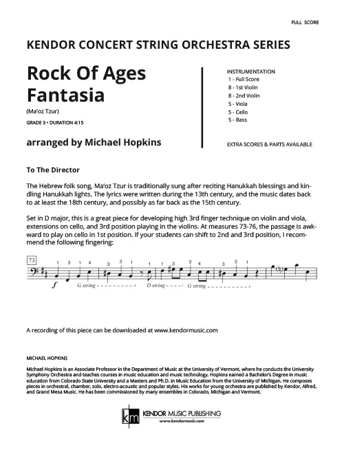 Kendor Music Rock Of Ages Fantasia partitura Full Score orchestr