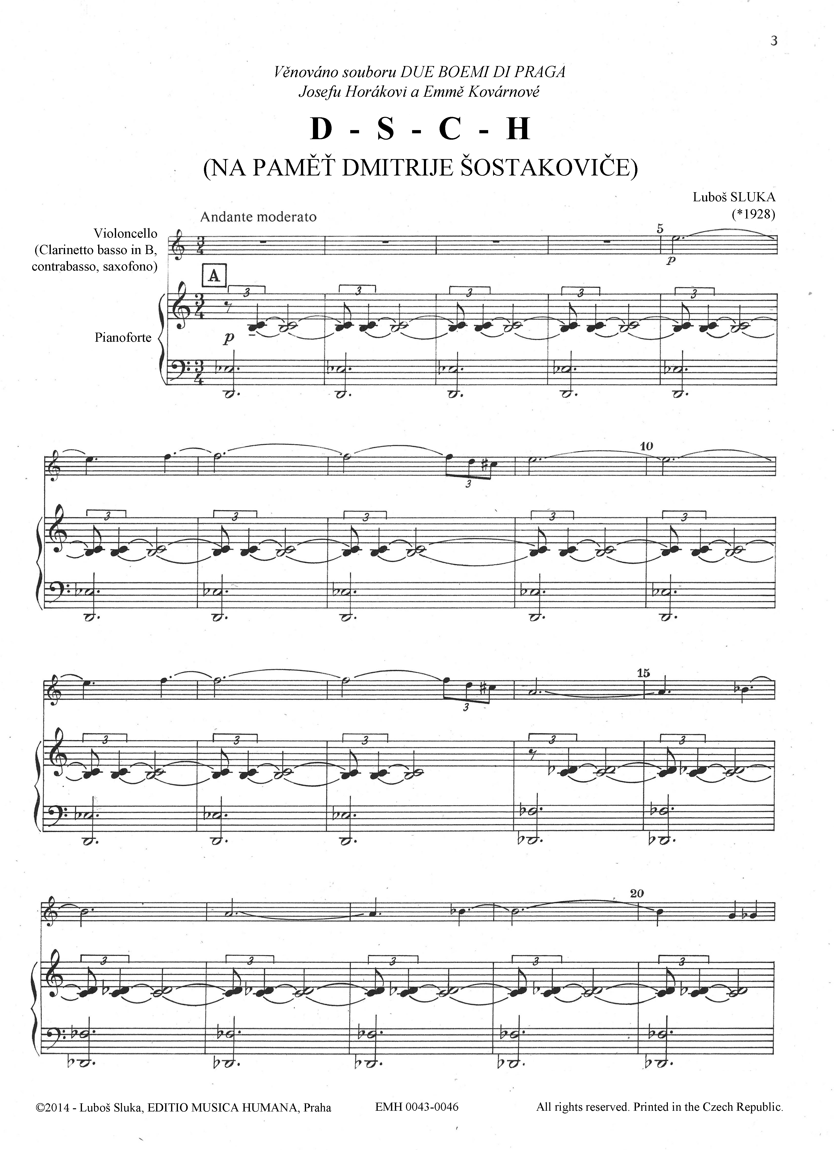 Editio Musica Humana D-S-H-C noty pro violoncello a klavír