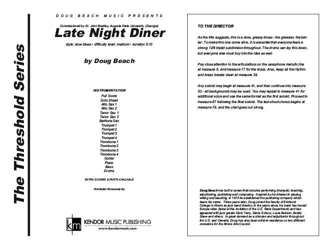 Kendor Music Late Night Diner noty Full Score slow blues