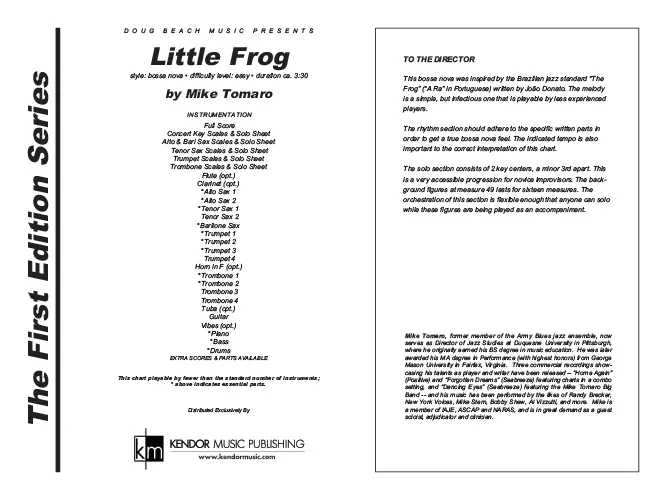 Kendor Music Little Frog partitura bossa nova pro band 3:30