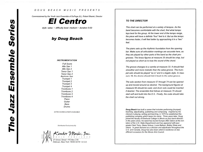 Kendor Music El Centro Full Score partitura salsa