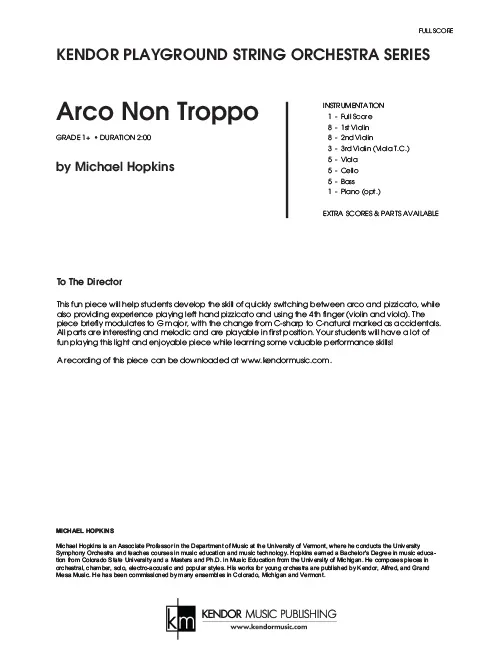 Kendor Music Arco Non Troppo partitura Full Score smyčce