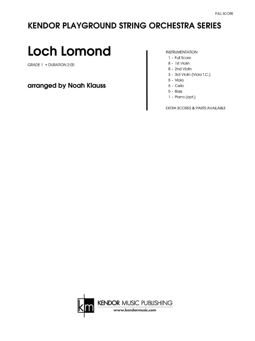 Kendor Music Loch Lomond partitura pro začátečníky