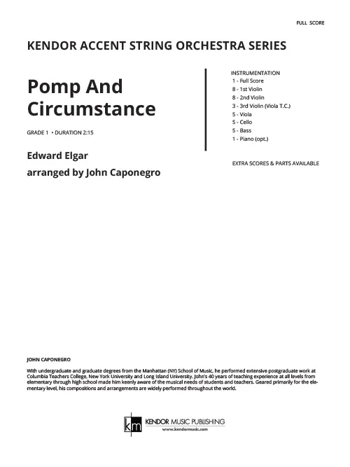 Kendor Music Pomp And Circumstance partitura slavnostní