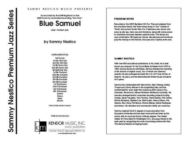 Kendor Music Blue Samuel partitura pro big band
