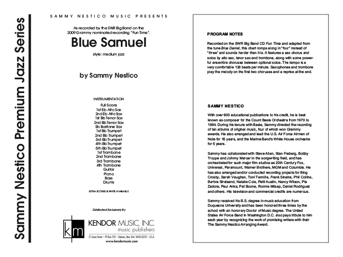 Kendor Music Blue Samuel partitura pro big band