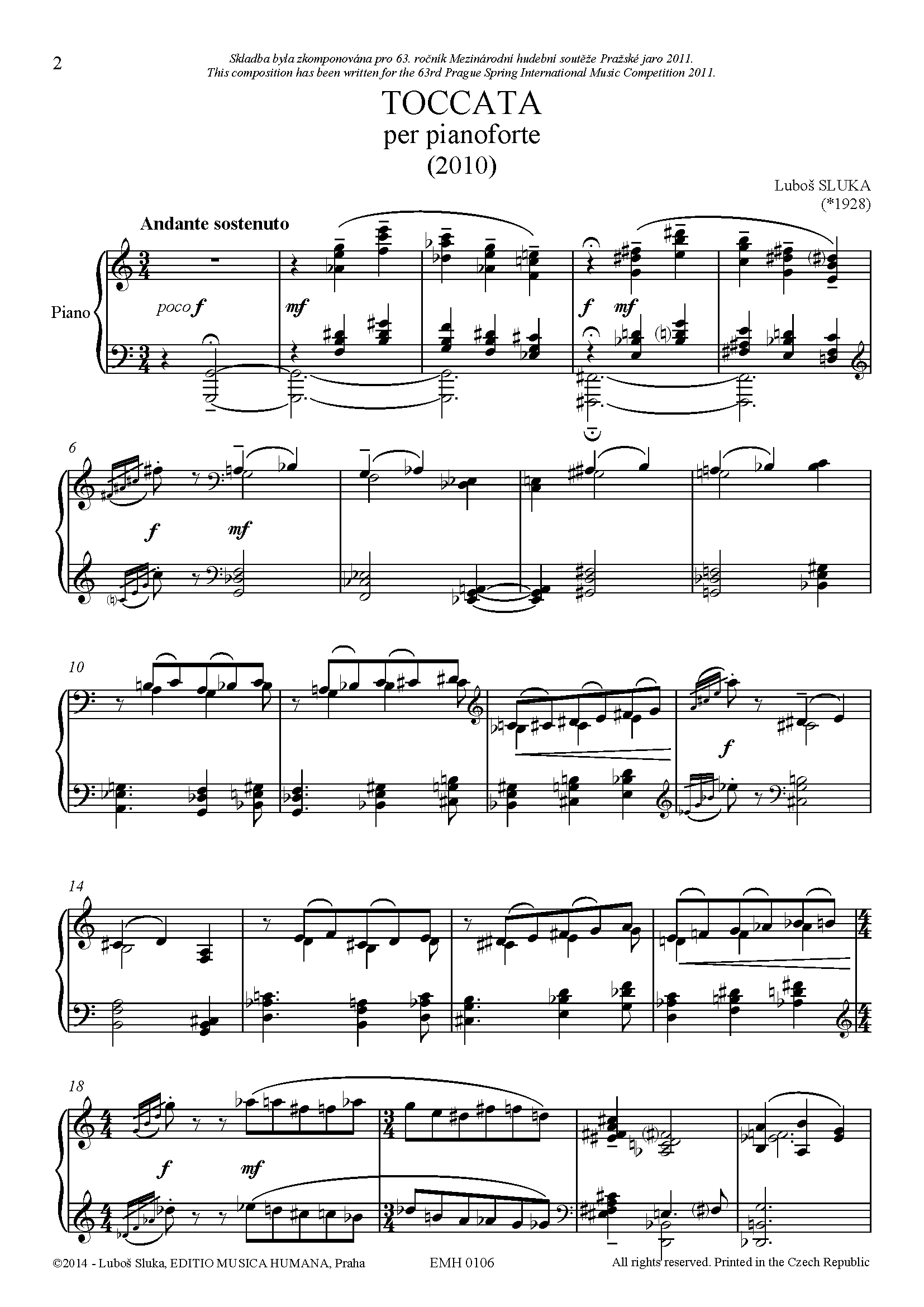 Editio Musica Humana Toccata noty pro klavír