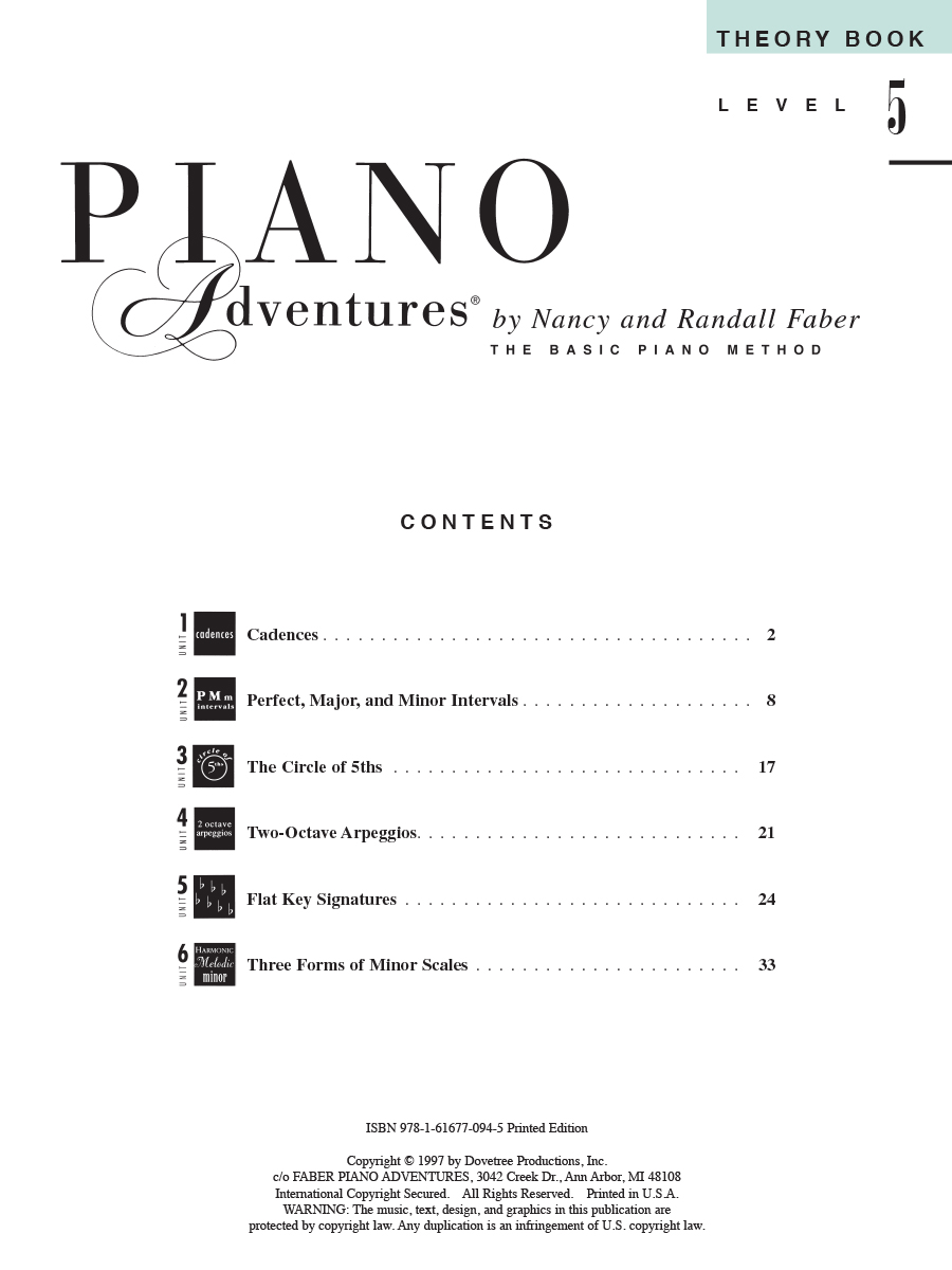 Faber Piano Adventures Level 5 Theory Book teorie pro klavír