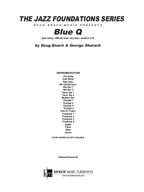 Kendor Music Blue Q partitura Full Score swing