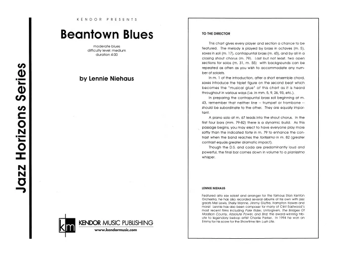 Kendor Music Beantown Blues partitura Full Score blues
