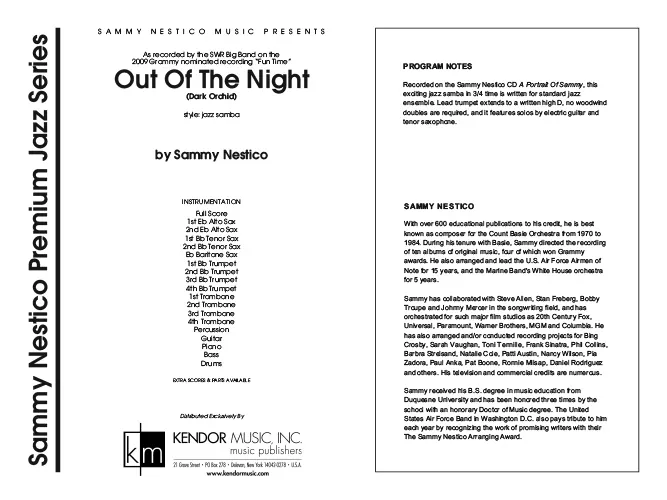 Kendor Music Out Of The Night partitura full score samba