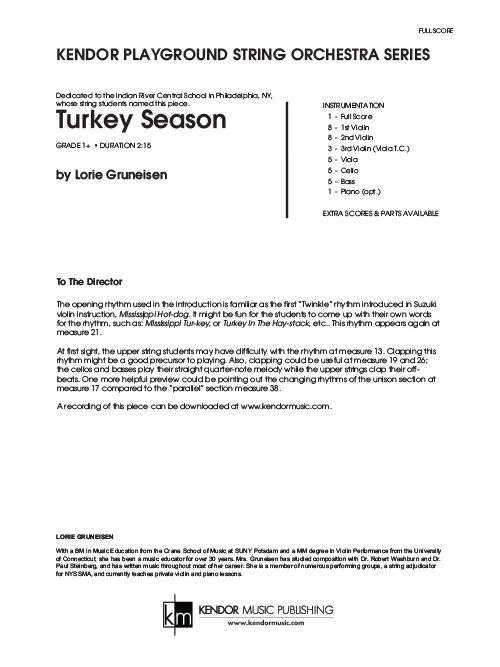 Kendor Music Turkey Season partitura D dur 2:15