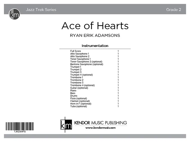 Kendor Music Ace of Hearts Full Score partitura bossa nova