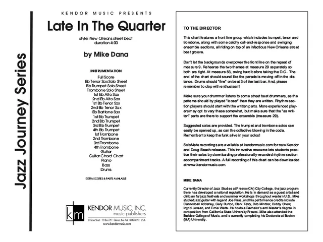 Kendor Music Late In The Quarter partitura full score