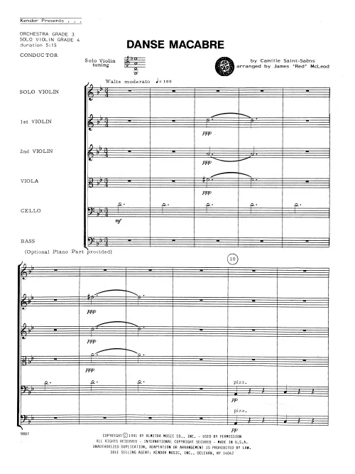 Kendor Music Danse Macabre partitura sólo housle 5:15
