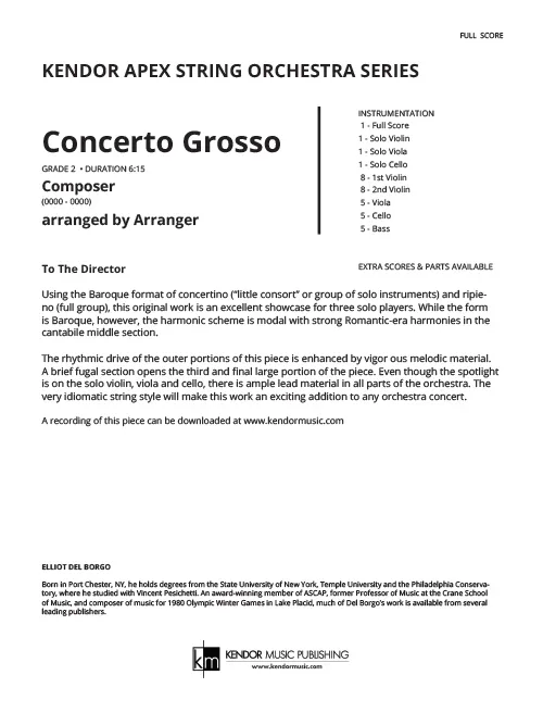 Kendor Music Concerto Grosso partitura smyčce sóla