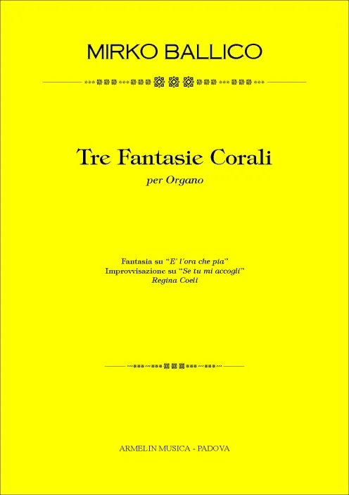 Armelin Musica Tre Fantasie Corali noty pro varhany