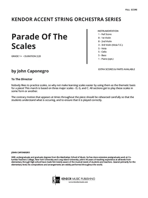 Kendor Music Parade Of Scales partitura Full Score pochod