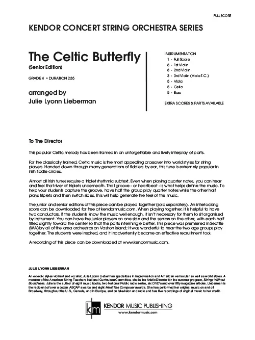 Kendor Music The Celtic Butterfly partitura Full Score