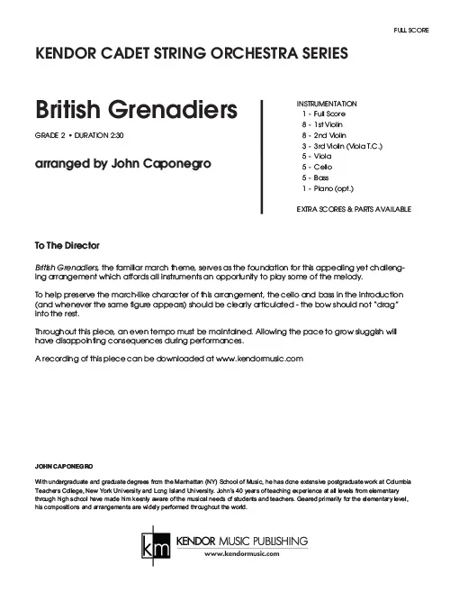 Kendor Music British Grenadiers partitura pochod 2:30