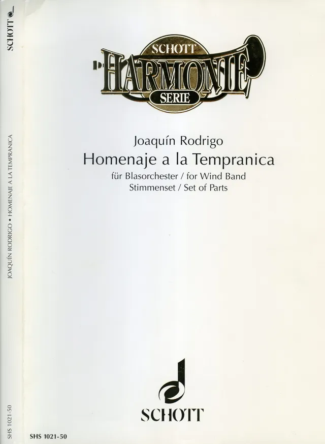 Ediciones Joaquín Rodrigo Homenaje a La Tempranica noty pro kapelu