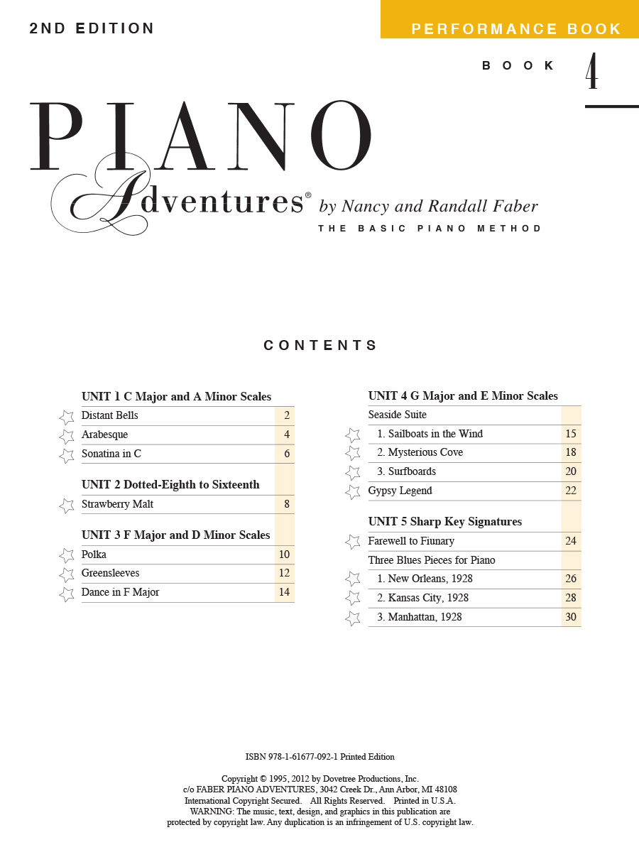 Faber Piano Adventures Level 4 Performance Book 2nd Edition noty