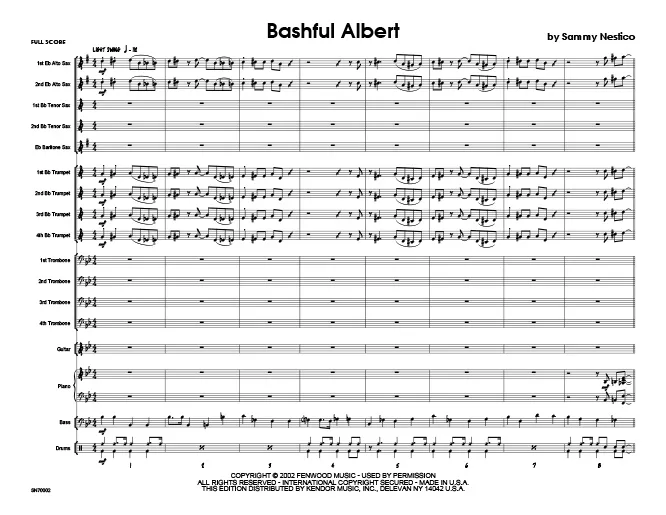 Kendor Music Bashful Albert partitura pro jazz band light swing