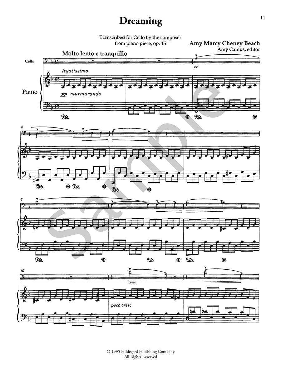 Hildegard Publishing Five Pieces for Cello and Piano Amy Beach noty