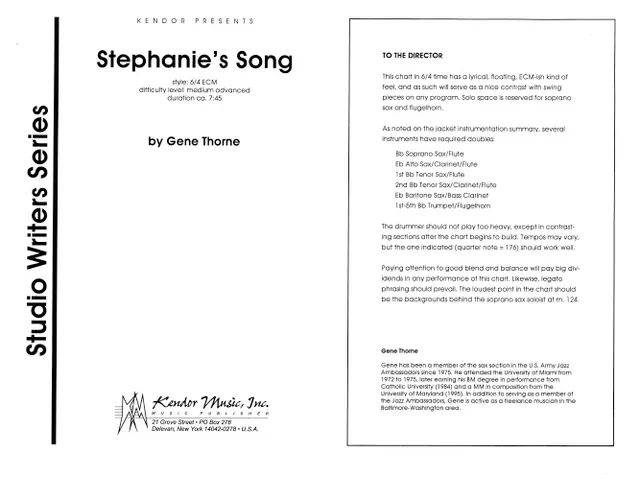 Kendor Music Stephanie's Song partitura Full Score 6/4