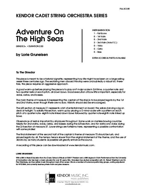 Kendor Music Adventure On The High Seas noty pro smyčce full score