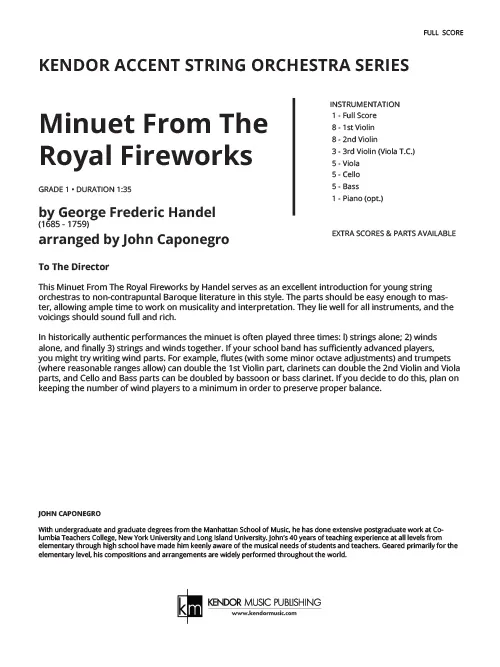 Kendor Music Minuet From The Royal Fireworks partitura 1:35