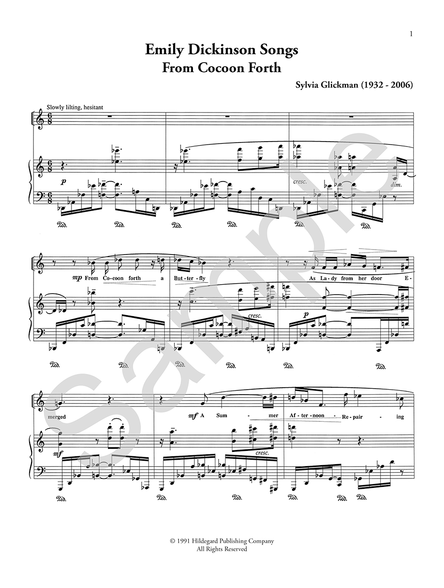 Hildegard Publishing Emily Dickinson Songs Glickman střední hlas