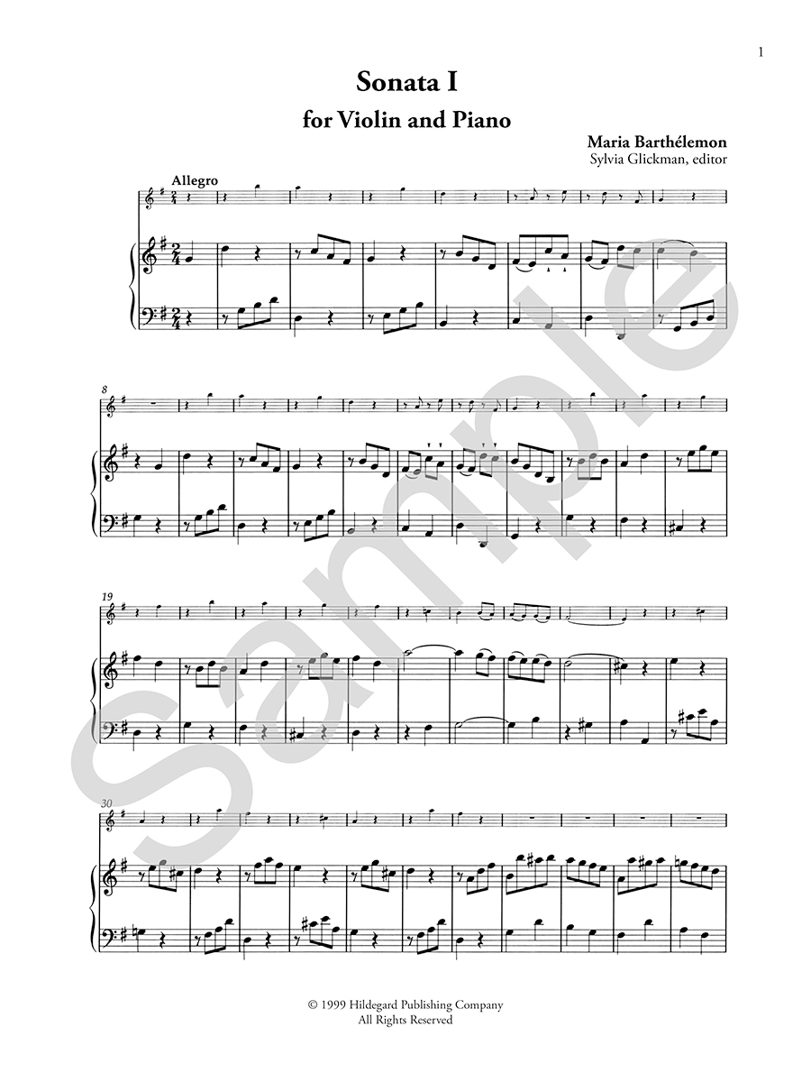 Hildegard Publishing 6 Sonatas Barthélemon noty cembalo klavír housle