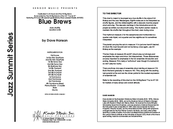 Kendor Music Blue Brews Full Score partitura