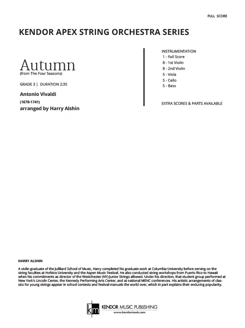Kendor Music Autumn Full Score partitura pro smyčce