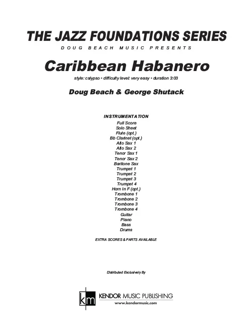 Kendor Music Caribbean Habanero partitura calypso