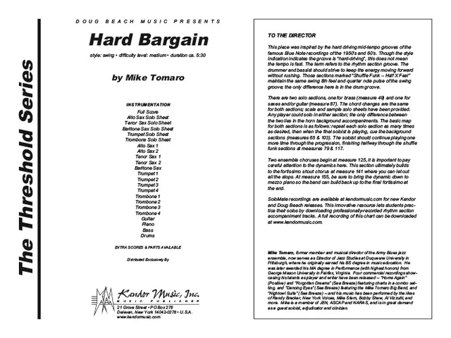 Kendor Music Hard Bargain partitura swing