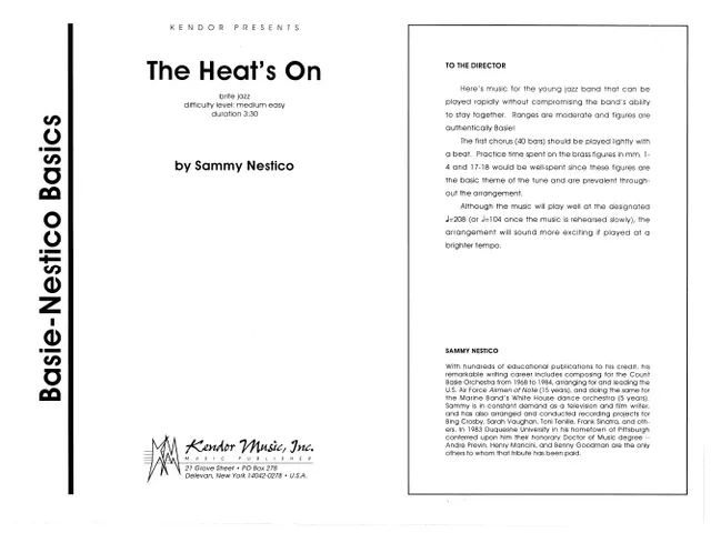 Kendor Music The Heat’s On Full Score partitura swing