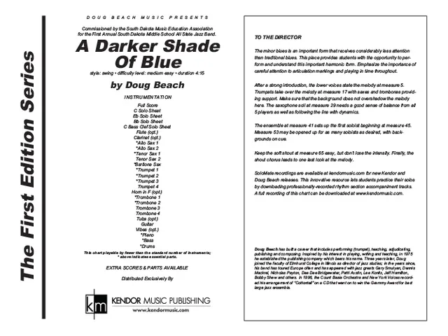 Kendor Music A Darker Shade Of Blue partitura swing blues