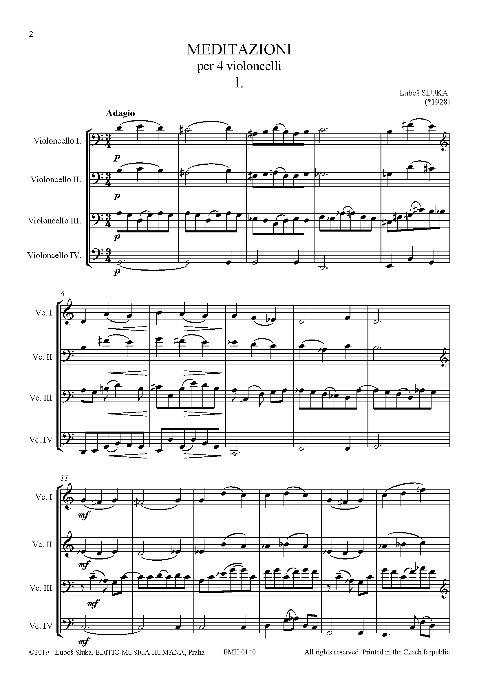 Editio Musica Humana MEDITAZIONI noty pro 4 violoncella 14 stran