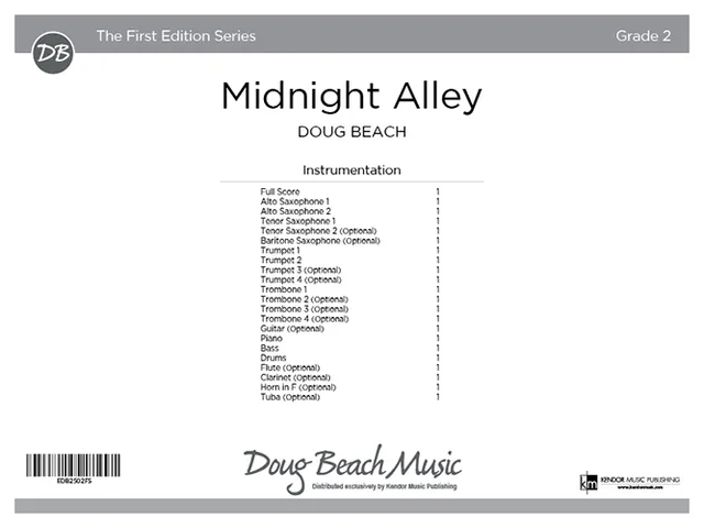Kendor Music Midnight Alley partitura Full Score swing