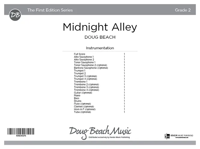 Kendor Music Midnight Alley partitura Full Score swing