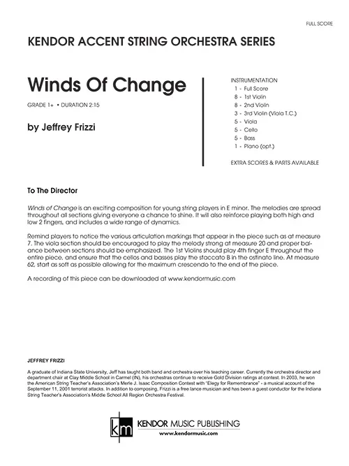 Kendor Music Winds Of Change partitura Full Score