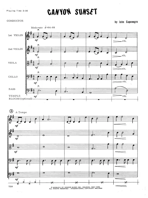 Kendor Music Canyon Sunset partitura full score G dur