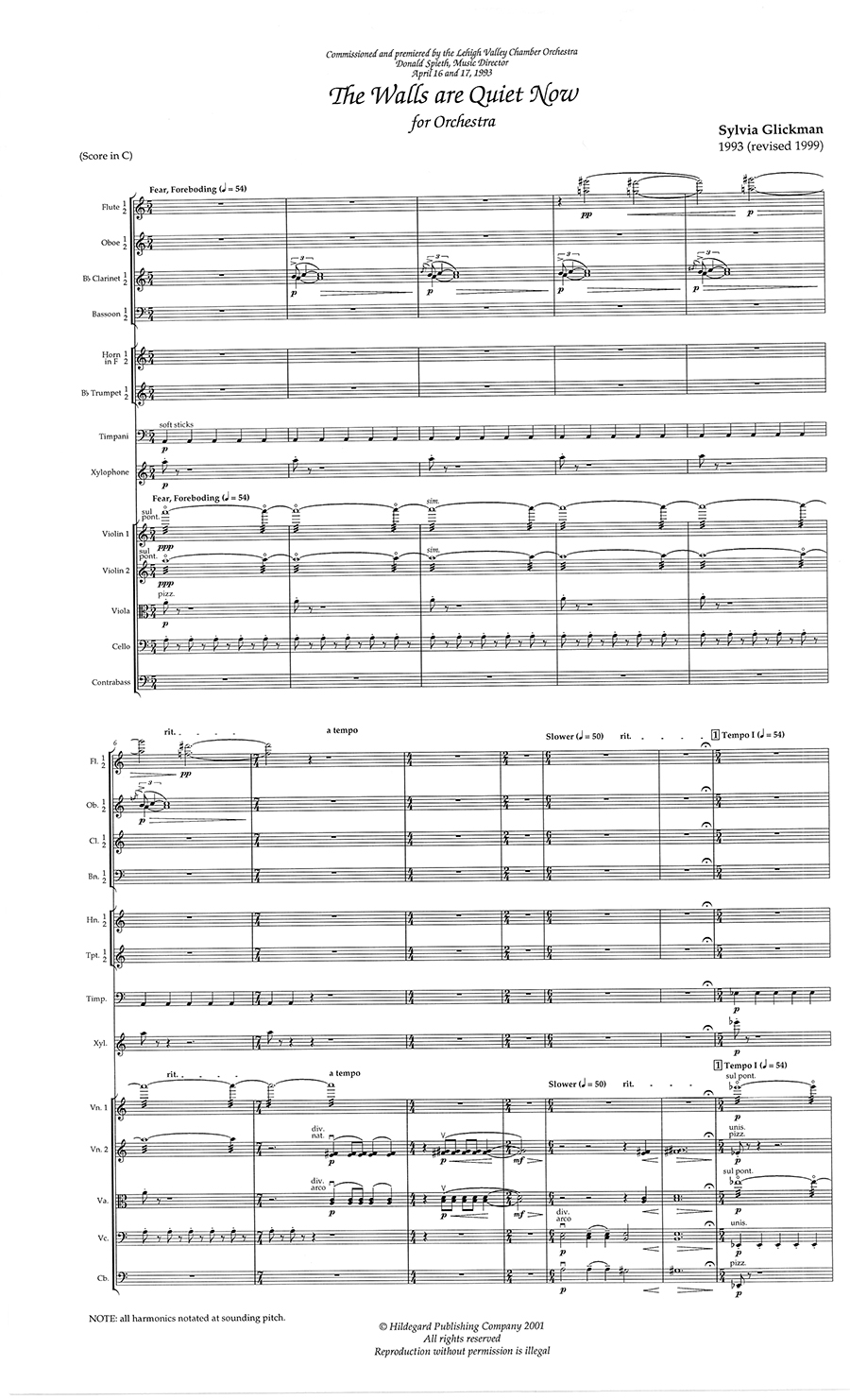 Sylvia Glickman The Walls Are Quiet Now partitura studie