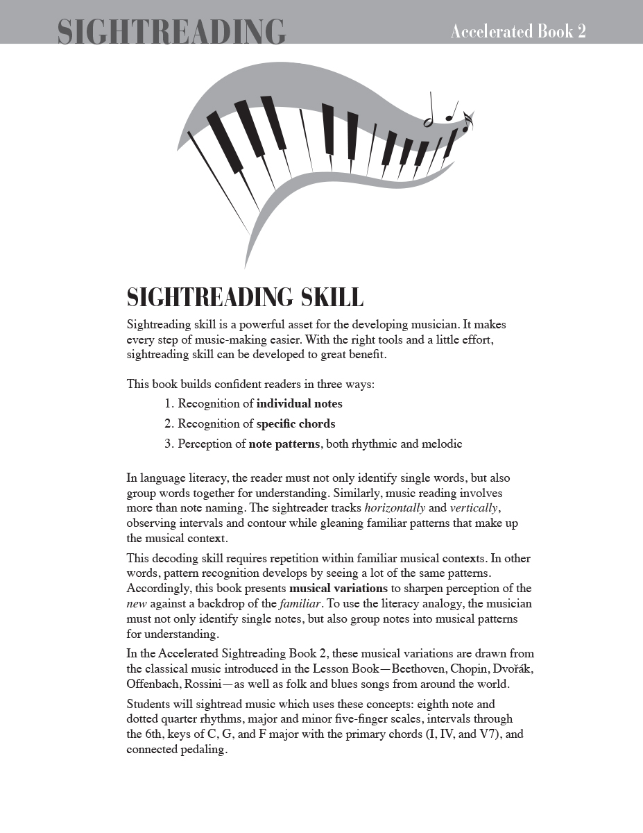 Faber Accelerated Piano Adventures Sightreading Book 2 noty na klavír