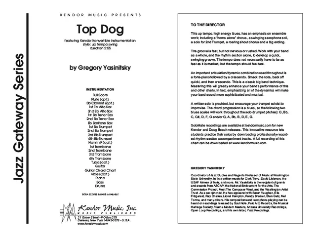 Kendor Music Top Dog Full Score partitura swing blues