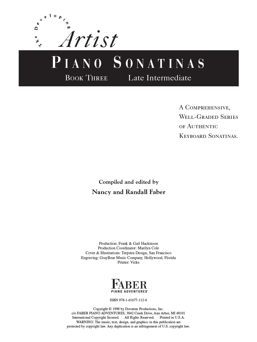 Faber Piano Sonatinas Book 3 sonatiny Beethoven Mozart