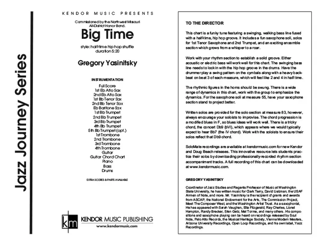 Kendor Music Big Time partitura Full Score hip hop groove