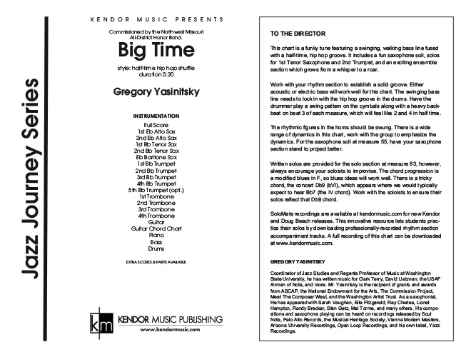 Kendor Music Big Time partitura Full Score hip hop groove